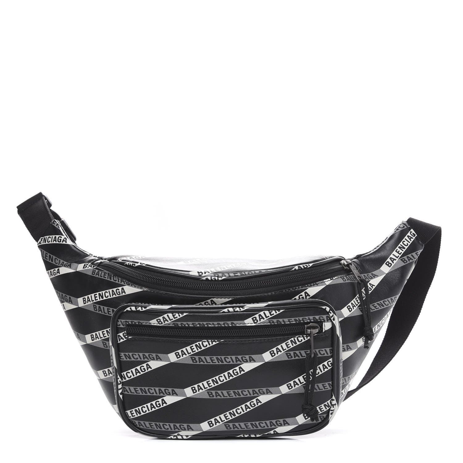 Balenciaga Smooth Calfskin Losange Monogram Explorer Belt Bag Black Grey 1 of 9