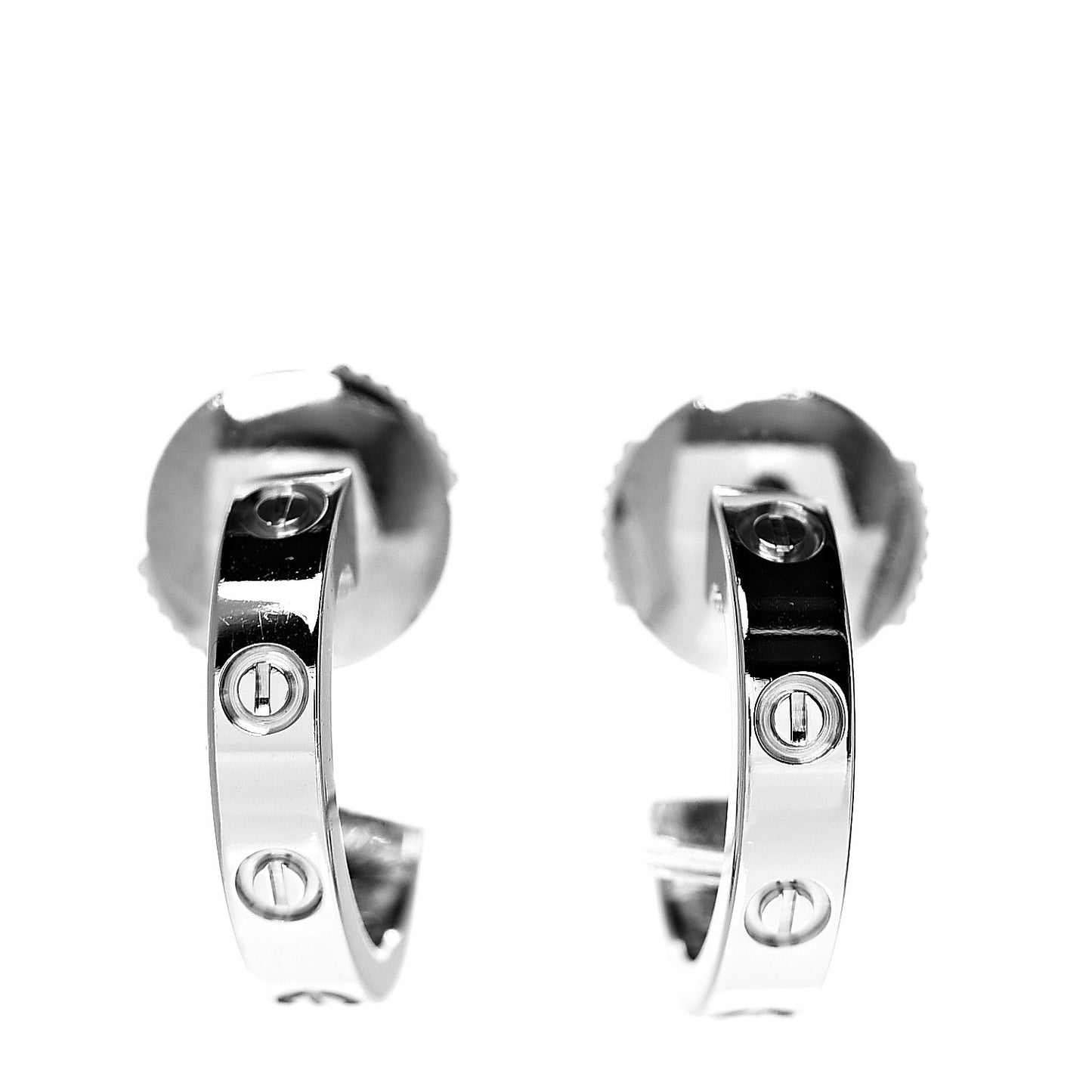 18K White Gold Small LOVE Hoop Earrings