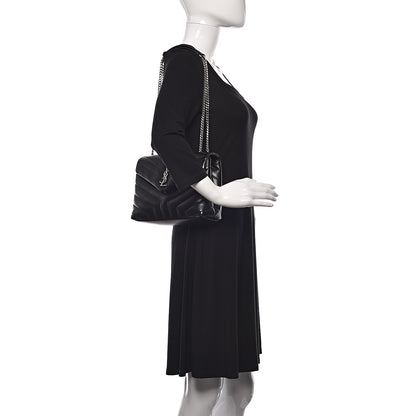 Saint Laurent Calfskin Y Quilted Monogram Small Loulou Chain Satchel Black 2 of 8