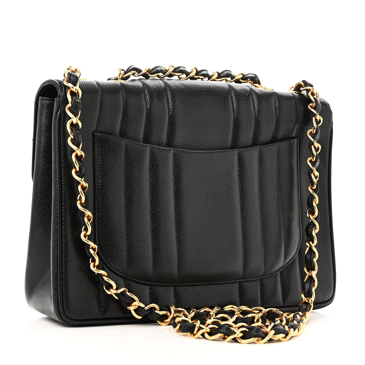 Chanel Caviar Vertical Quilted Jumbo Single Flap Black 3 of 10