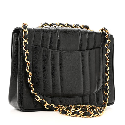Chanel Caviar Vertical Quilted Jumbo Single Flap Black 3 of 10