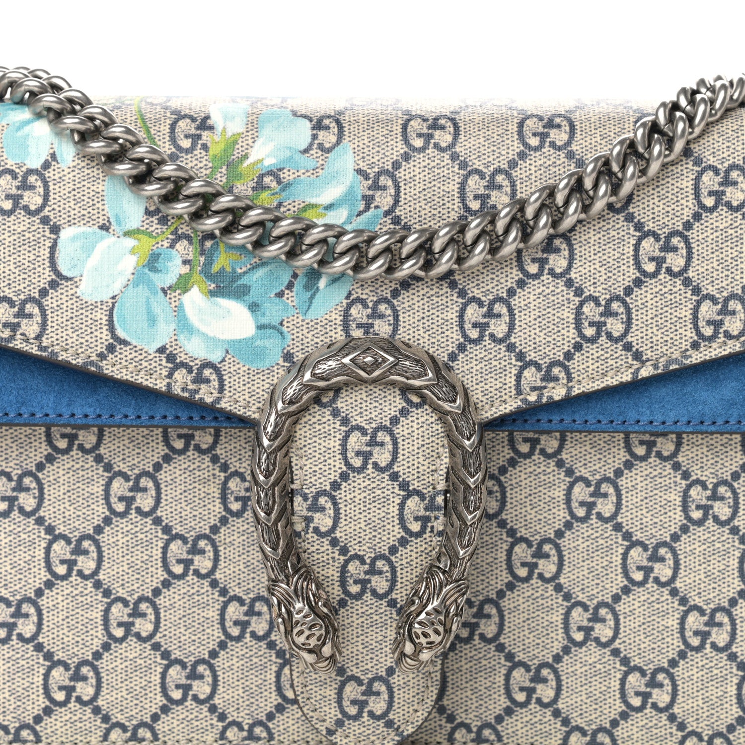Gucci GG Supreme Monogram Blooms Small Dionysus Shoulder Bag Beige Navy Vintage Blue 8 of 18