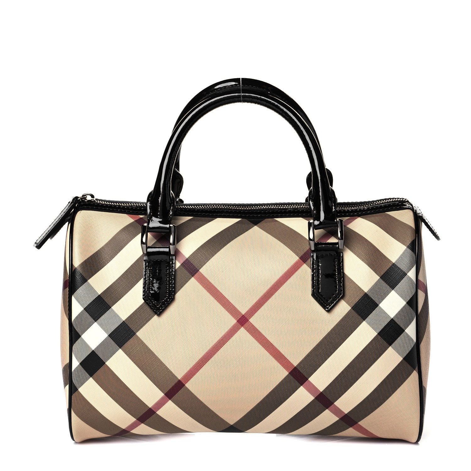 Burberry Supernova Check Patent Small Chester Bowling Bag Black 1 of 12