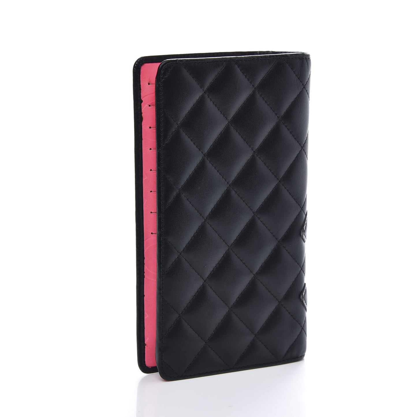Calfskin Quilted Cambon Yen Wallet Black
