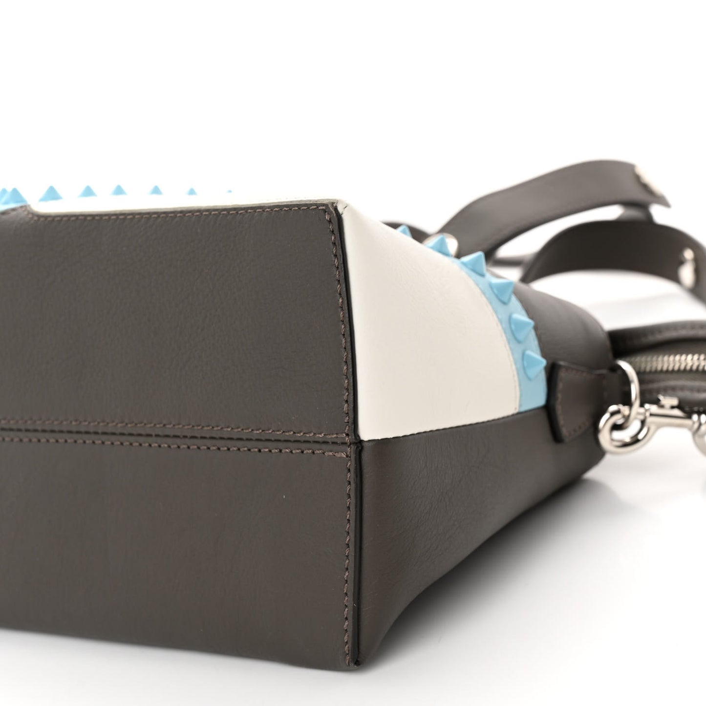 Vitello Dolce Monster Eyes Inlay Studded Medium By The Way Boston Bag Carbone White Multicolor