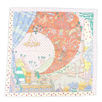 Hermes Silk Le Premier Chant Scarf 90 Abricot Ciel Vert 1 of 4