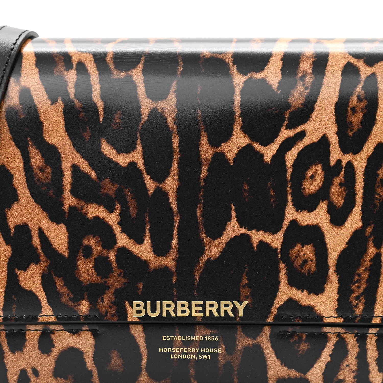 Burberry Calfskin Leopard Small Grace Bag Black 7 of 12