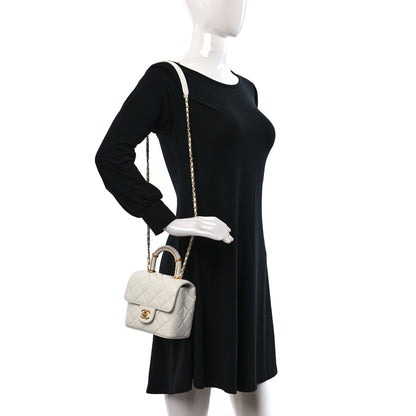 Chanel Lambskin Handle Crush Top Handle Flap Bag White 2 of 9