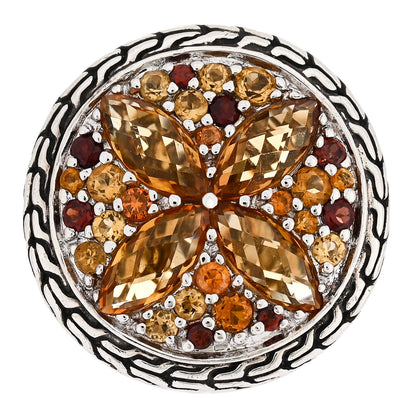 John Hardy Sterling Silver 18K Yellow Gold Citrine Garnet Batu Kawung Ring 52 6 1 of 5
