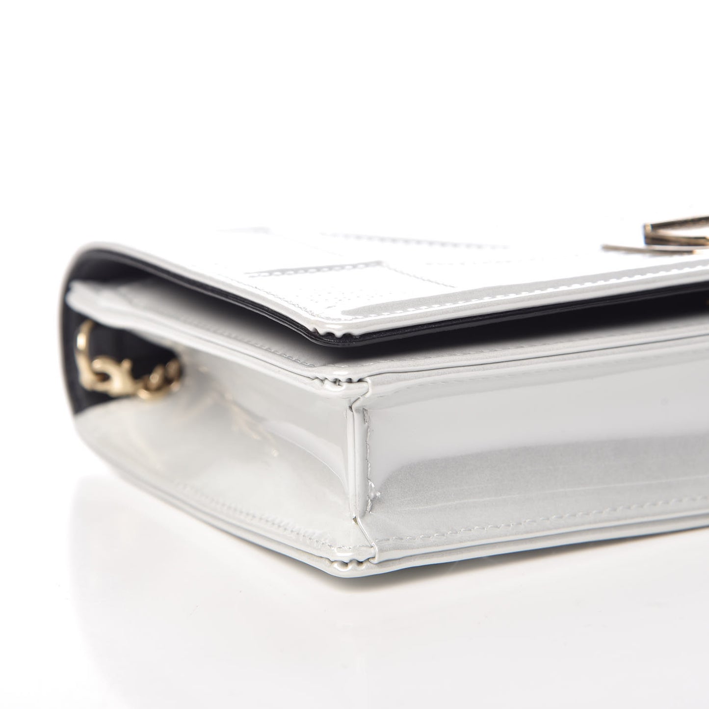 Patent Micro-Cannage Diorama Wallet on Chain Pouch White