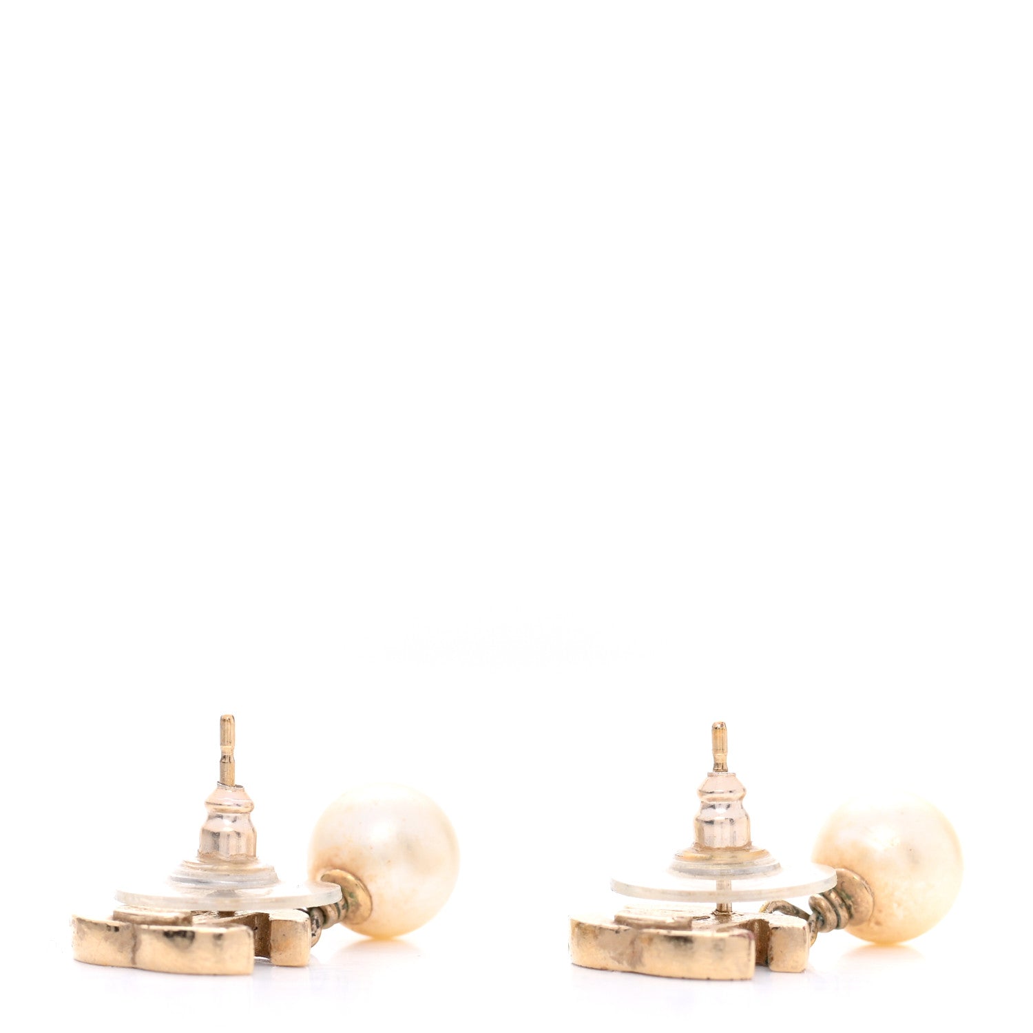 Chanel Pearl CC Drop Earrings Gold 4 of 5