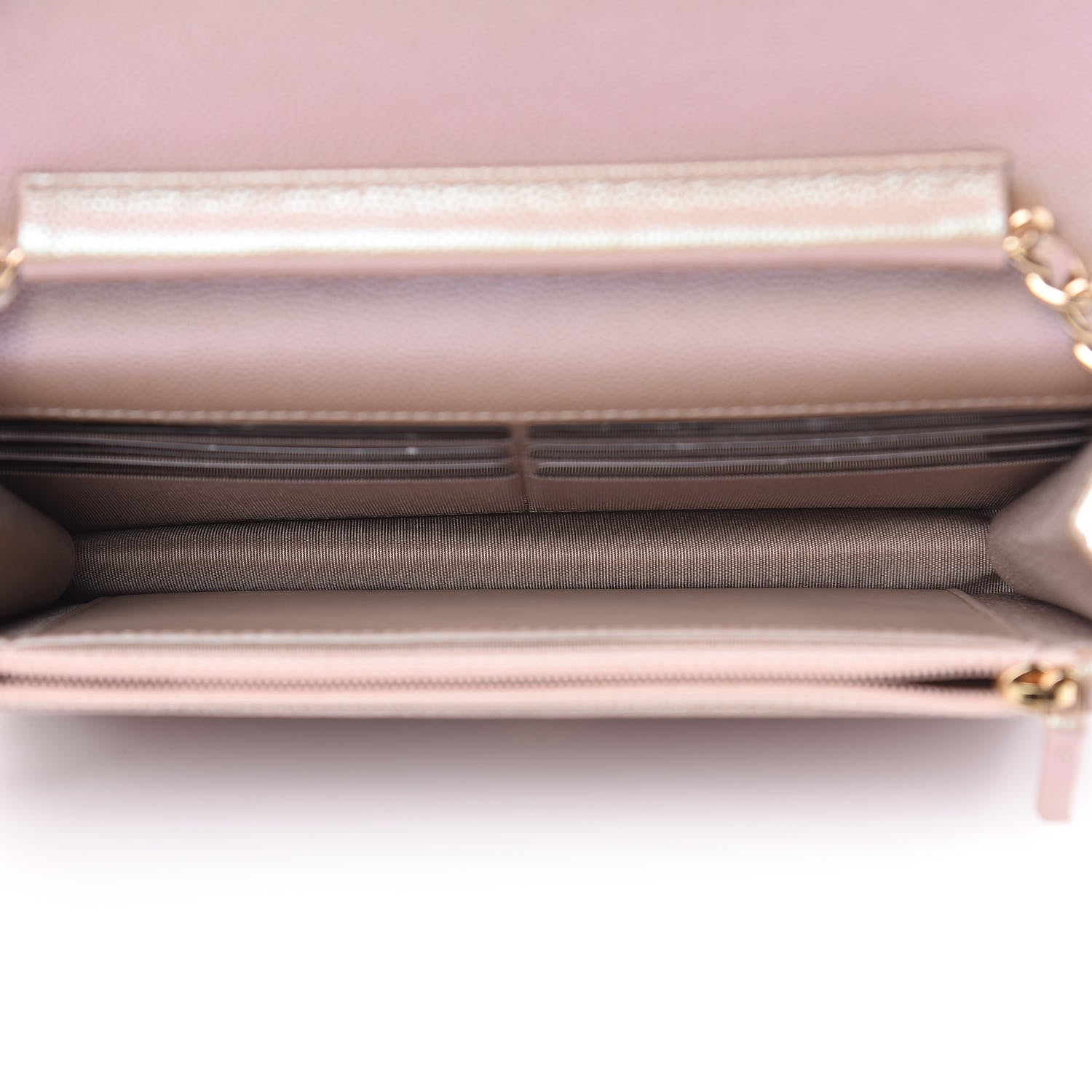 Chanel Iridescent Caviar Quilted Wallet On Chain WOC Beige 5 of 11