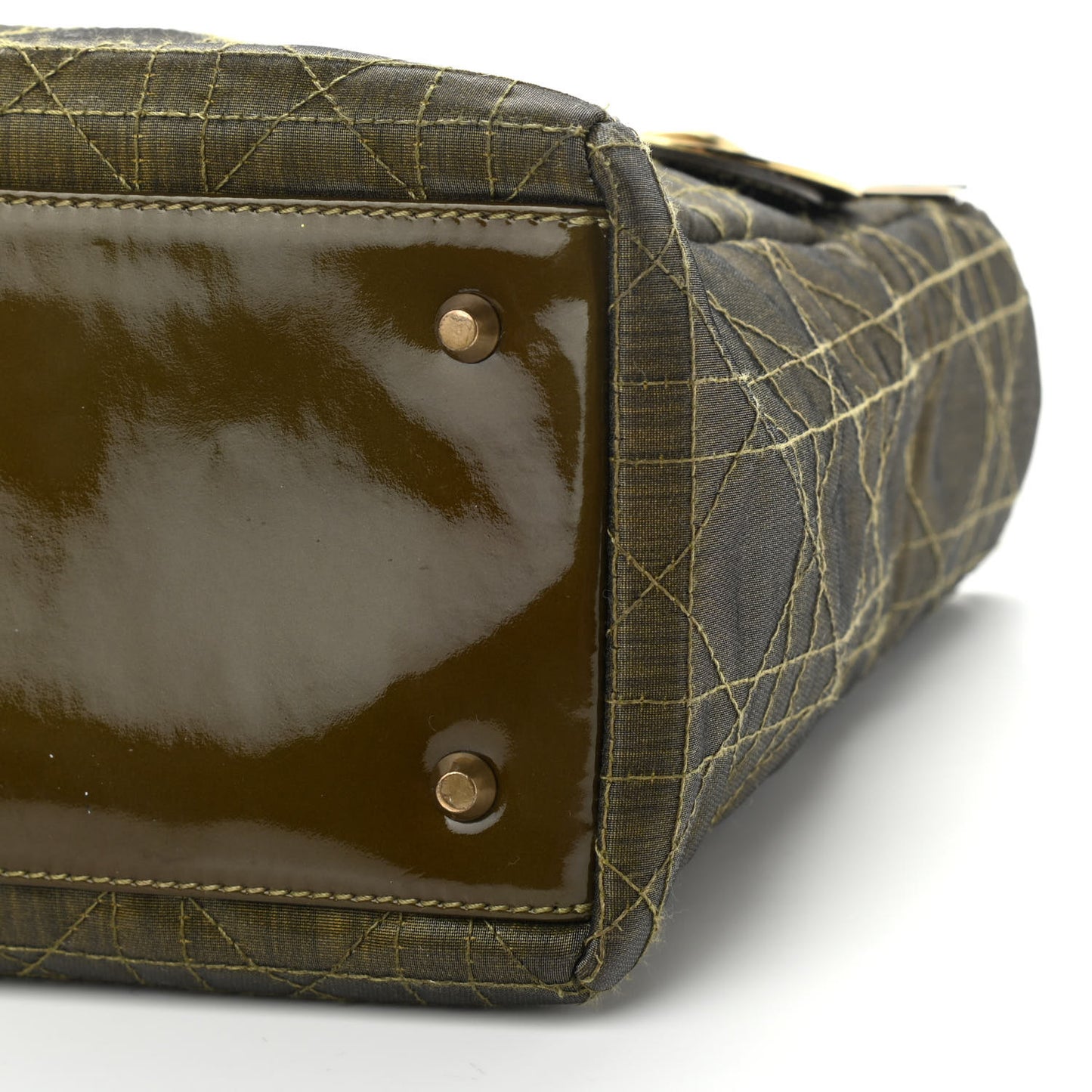 Coated Canvas Patent Cannage Medium Lady Dior Dark Green
