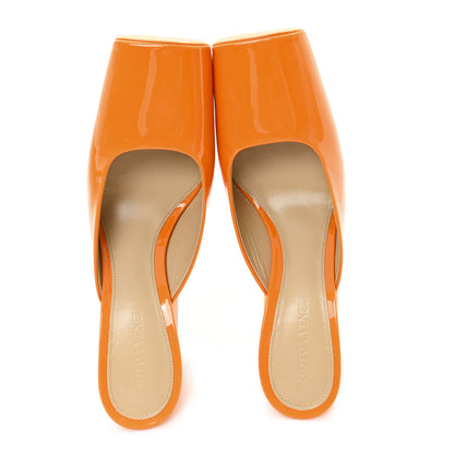 Bottega Veneta Supergloss Patent Tower 90mm Mule Pumps 36.5 Tangerine 2 of 9