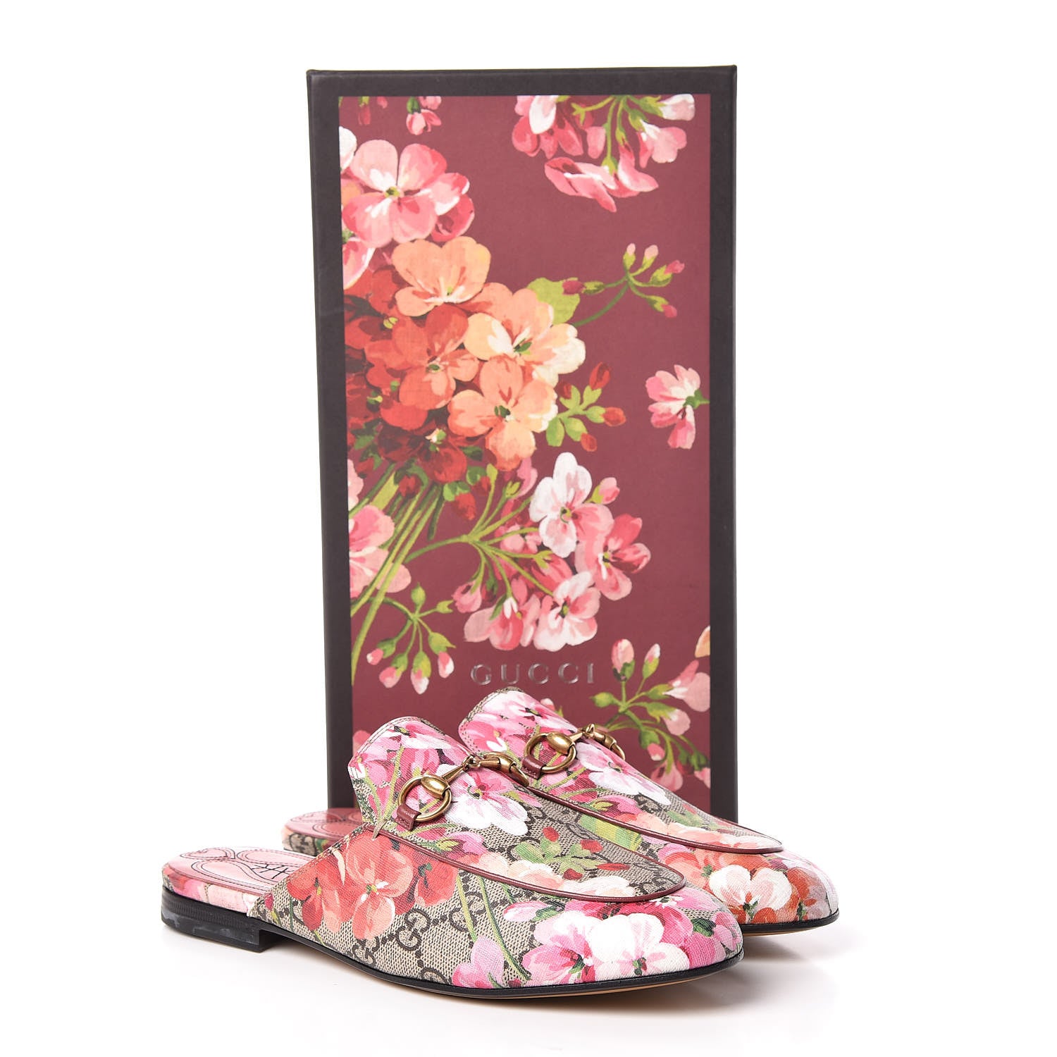 Gucci GG Supreme Monogram Blooms Womens Princetown Slippers 36 Beige Multicolor Dry Rose 11 of 11