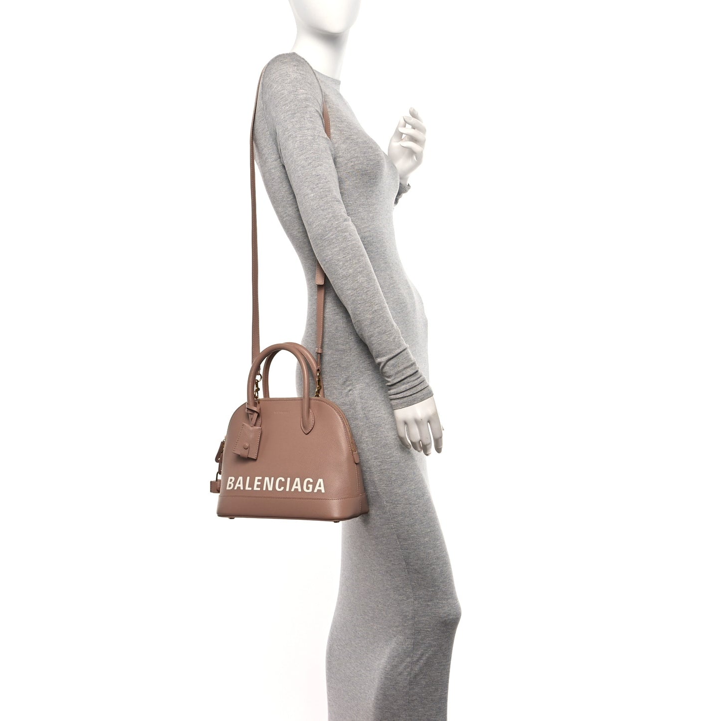 Grained Calfskin S Ville Top Handle Bag Beige Tapioca