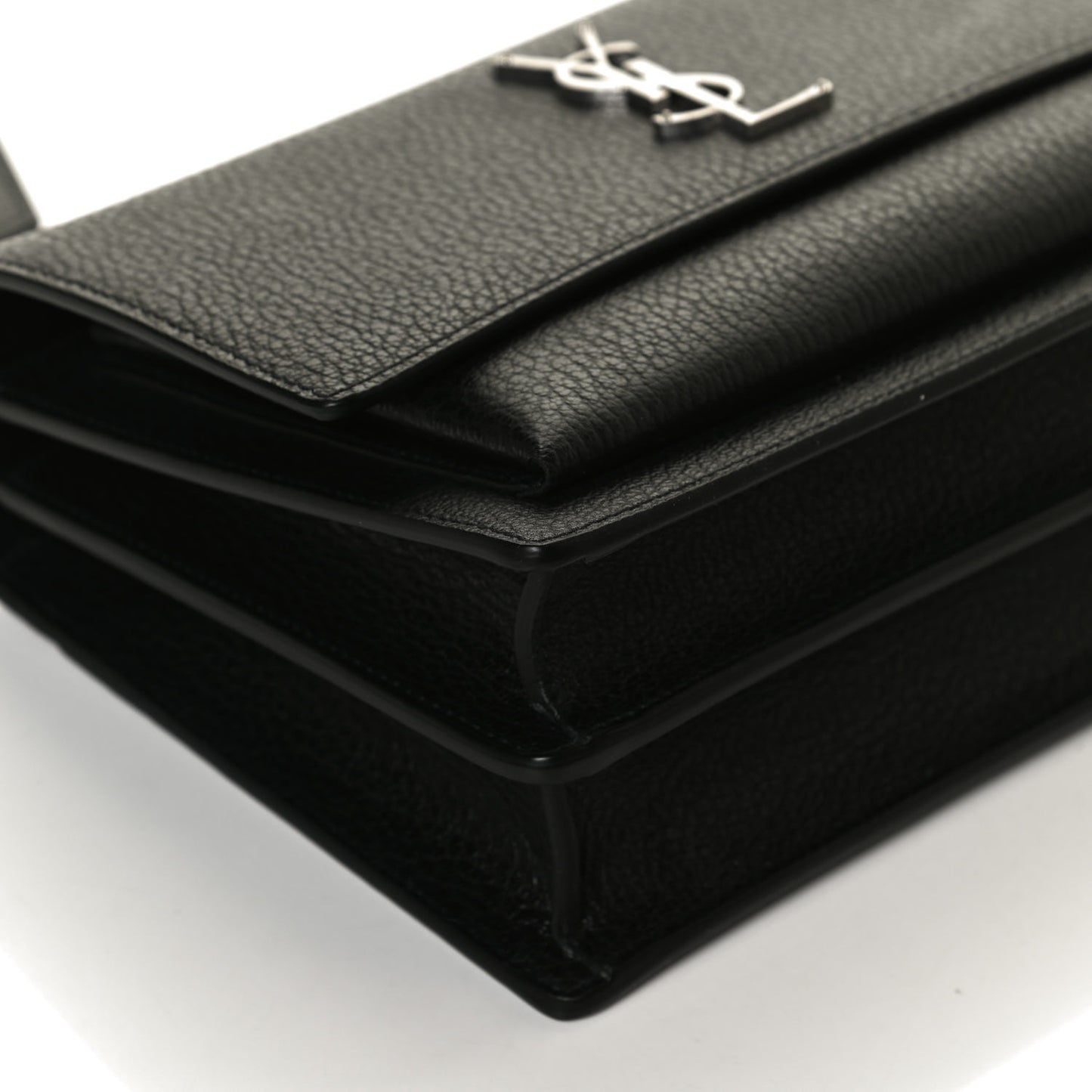 Grained Calfskin Medium Monogram Sunset Satchel Black