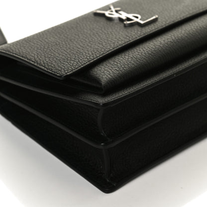 Saint Laurent Grained Calfskin Medium Monogram Sunset Satchel Black 13 of 15