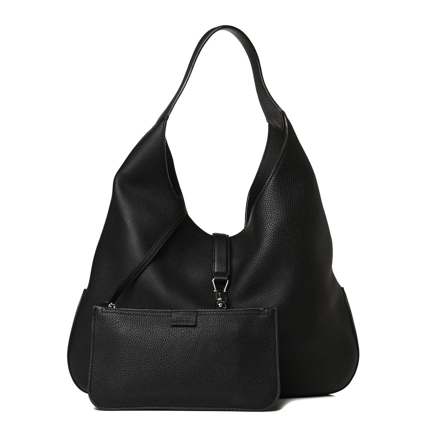 Soft Grained Calfskin Large Jackie Hobo Black