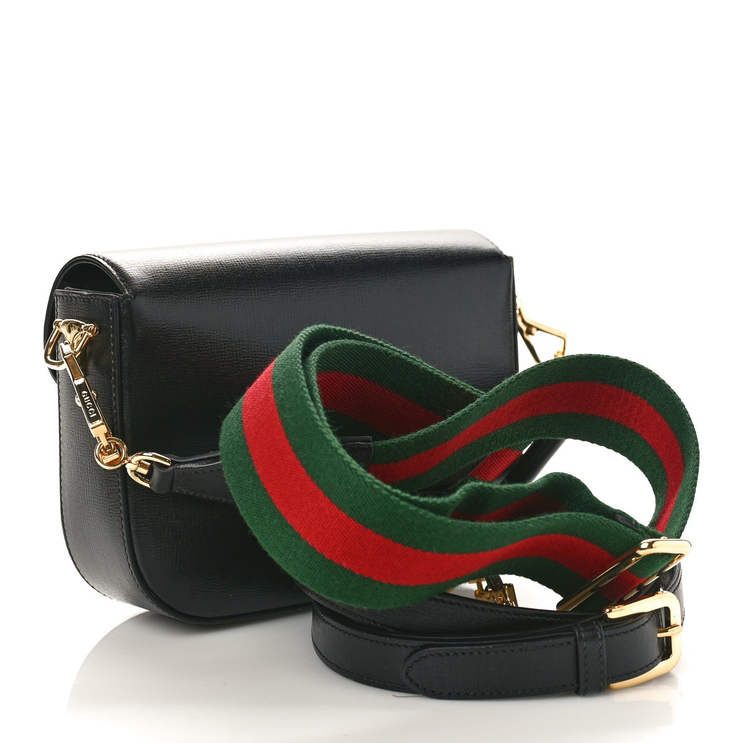 Gucci Azalea Calfskin Web Mini Horsebit 1955 Shoulder Bag Black 2 of 9
