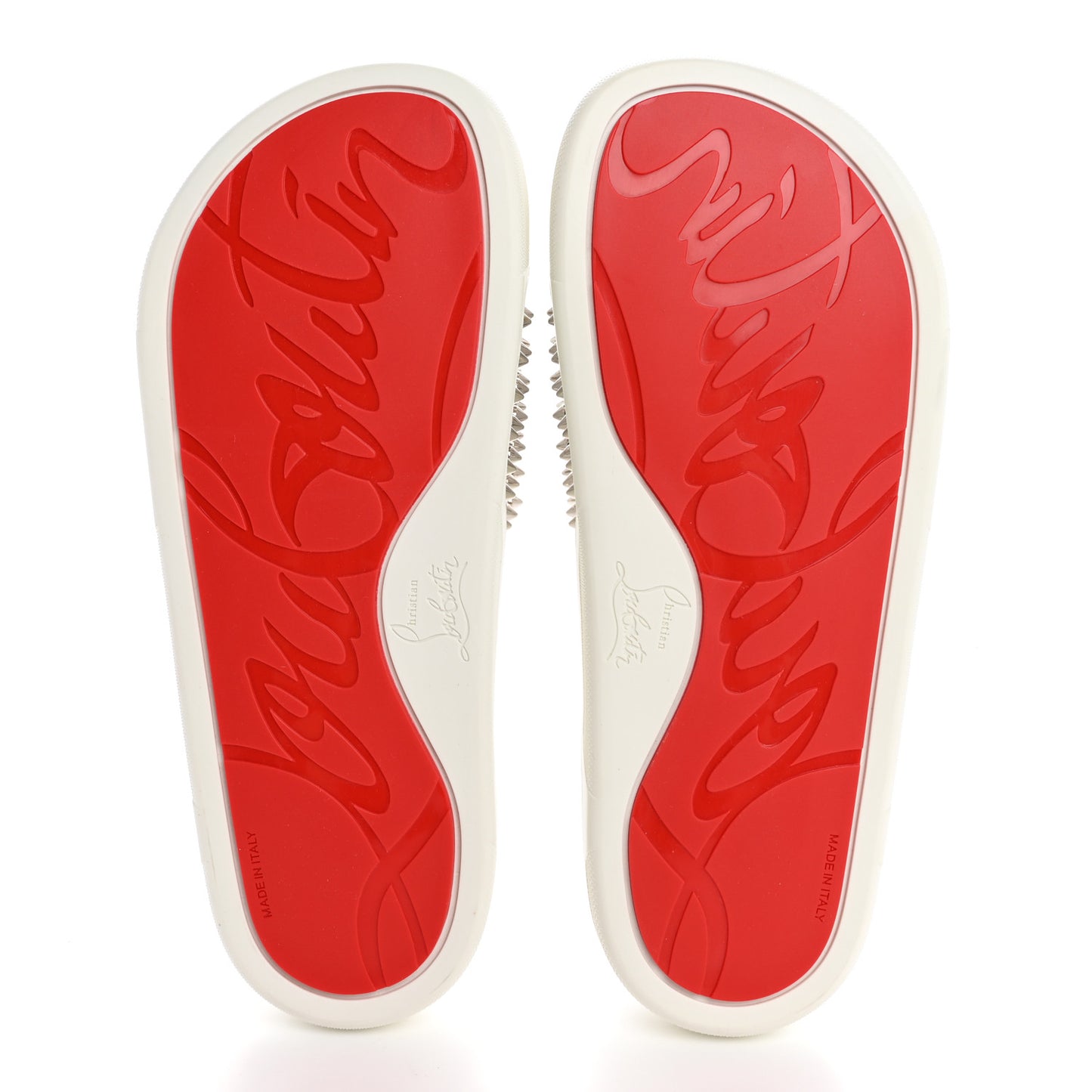 Calfskin Donna Studded Pool Fun Platform Flat Slide Sandals 41 White