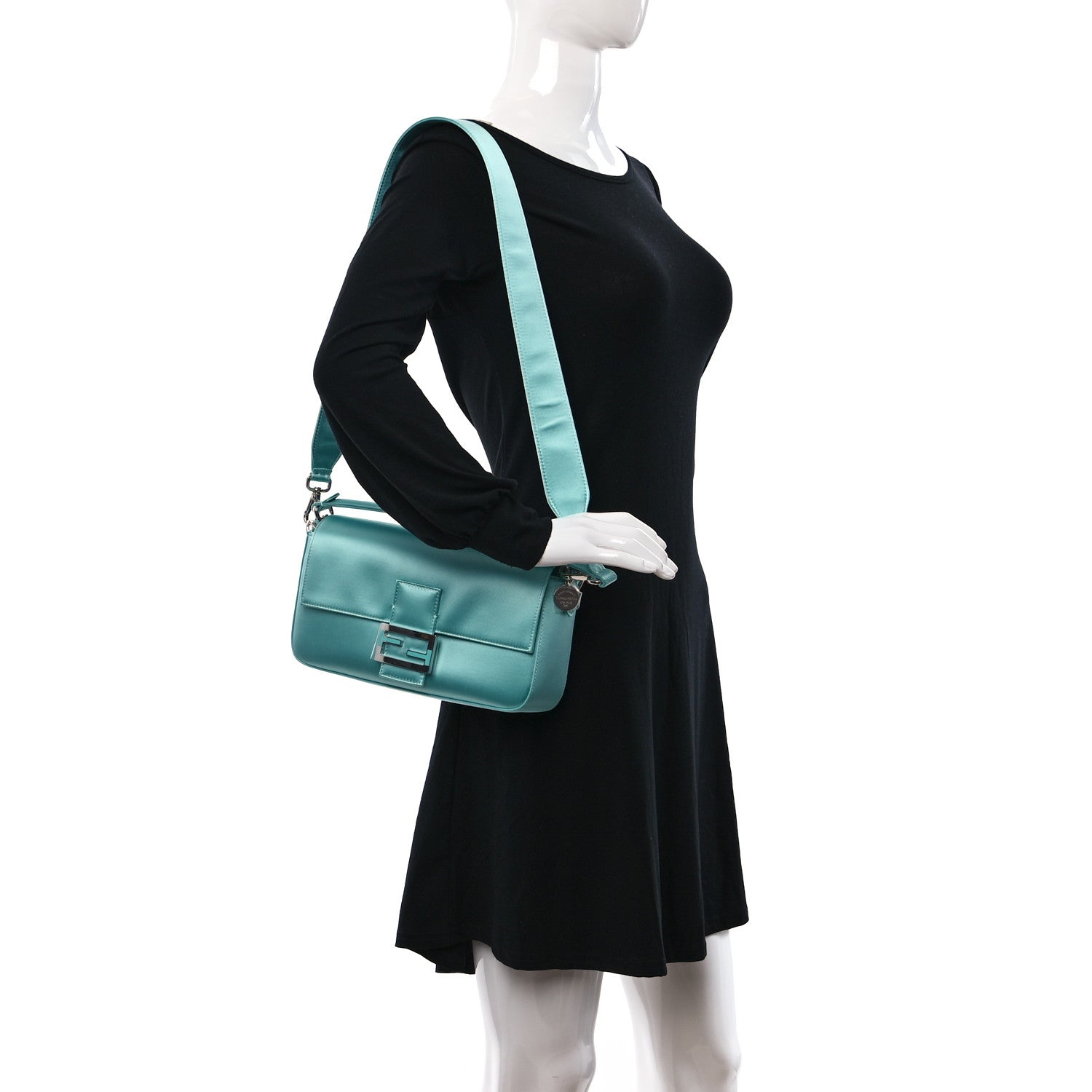 Fendi X TIFFANY Satin Nappa Silver Baguette Blue Tiffany Silver 2 of 8