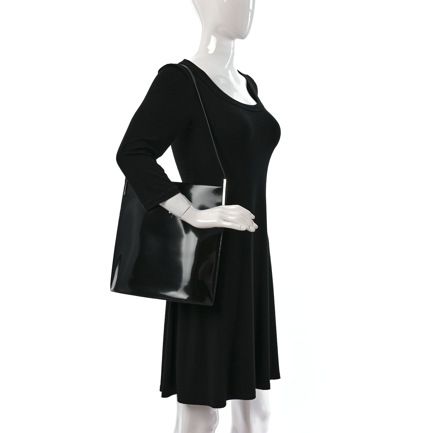 Saint Laurent Patent Calfskin Suzanne Rigid Shoulder Bag Black 2 of 8