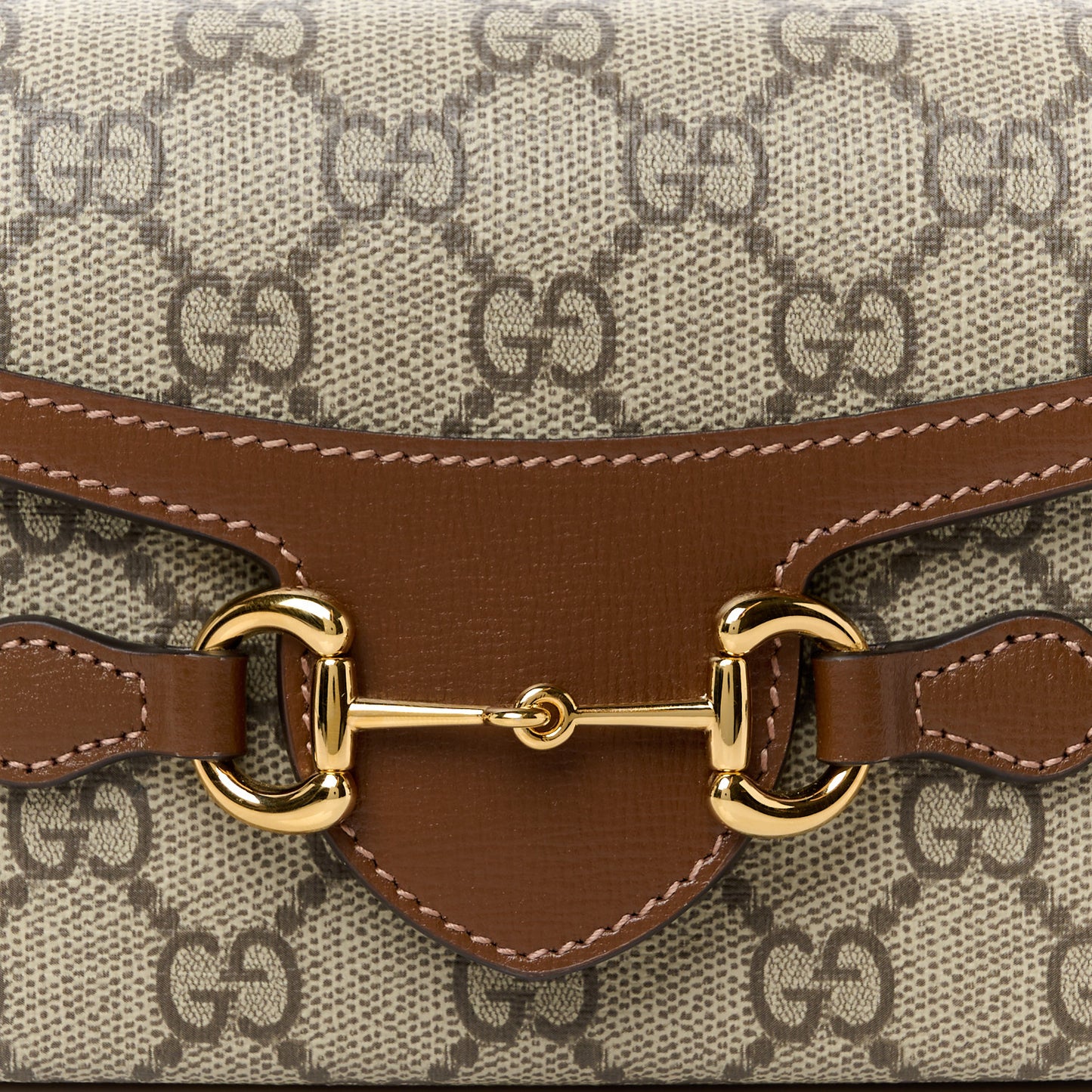GG Supreme Monogram Mini Horsebit 1955 Shoulder Bag Beige Brown Sugar