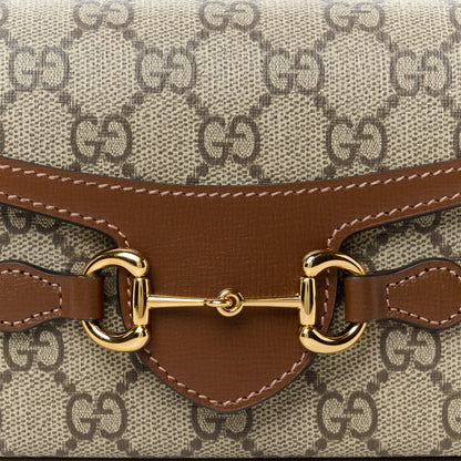 Gucci GG Supreme Monogram Mini Horsebit 1955 Shoulder Bag Beige Brown Sugar 8 of 10