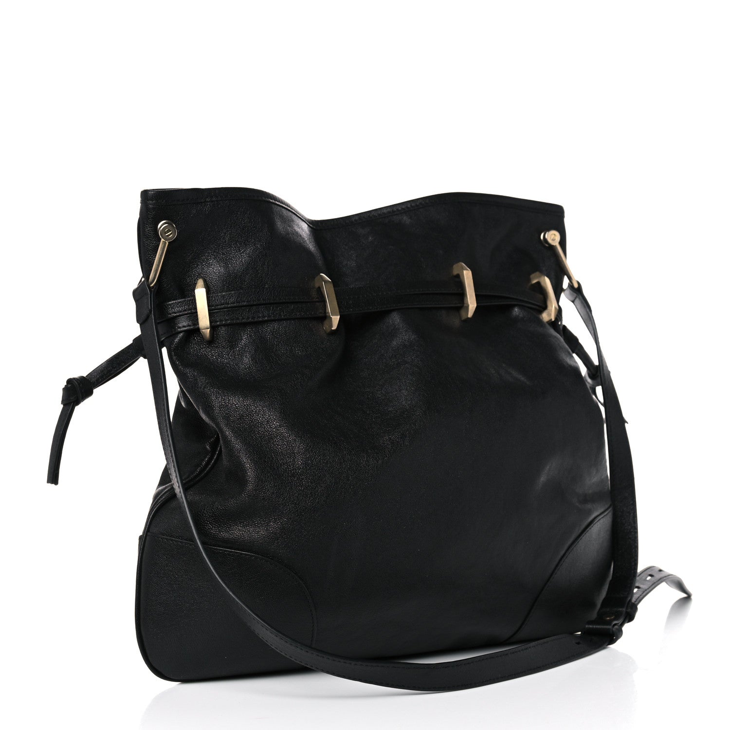 Gucci Sakai Calfskin Horsebit 1955 Cinch Top Messenger Bag Black 4 of 12