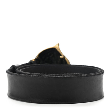 Gucci Calfskin Brass Feline Buckle Belt 85 34 Black 2 of 5