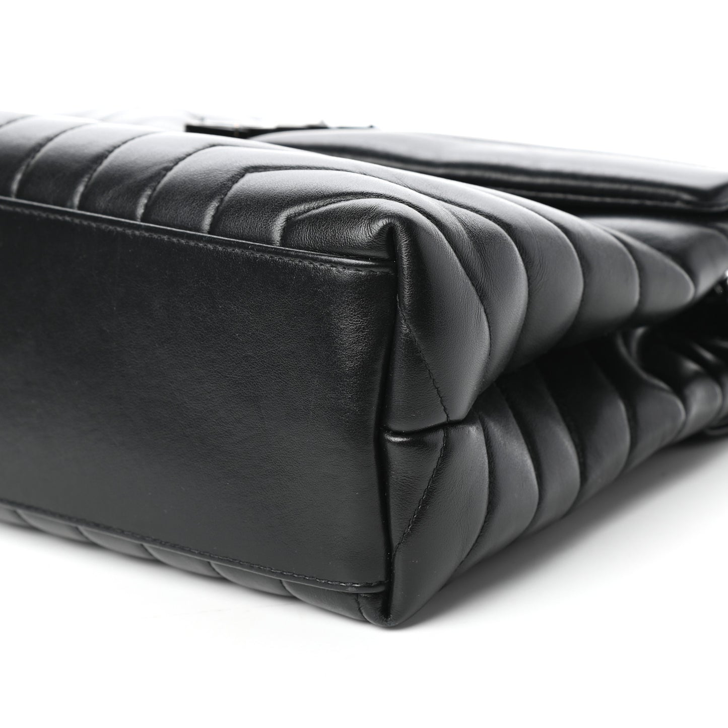 Calfskin Y Quilted Monogram Medium Loulou Chain Satchel Black