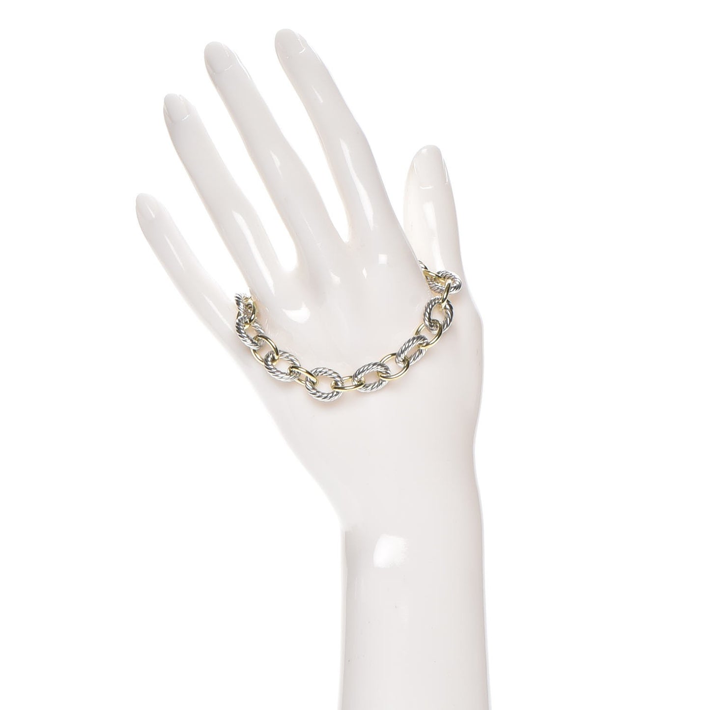 Sterling Silver 18K Yellow Gold 10mm Medium Oval Link Bracelet