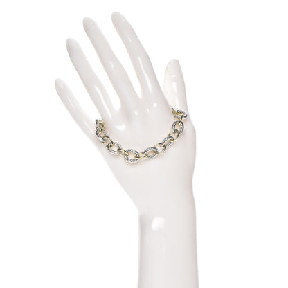 David Yurman Sterling Silver 18K Yellow Gold 10mm Medium Oval Link Bracelet 2 of 6