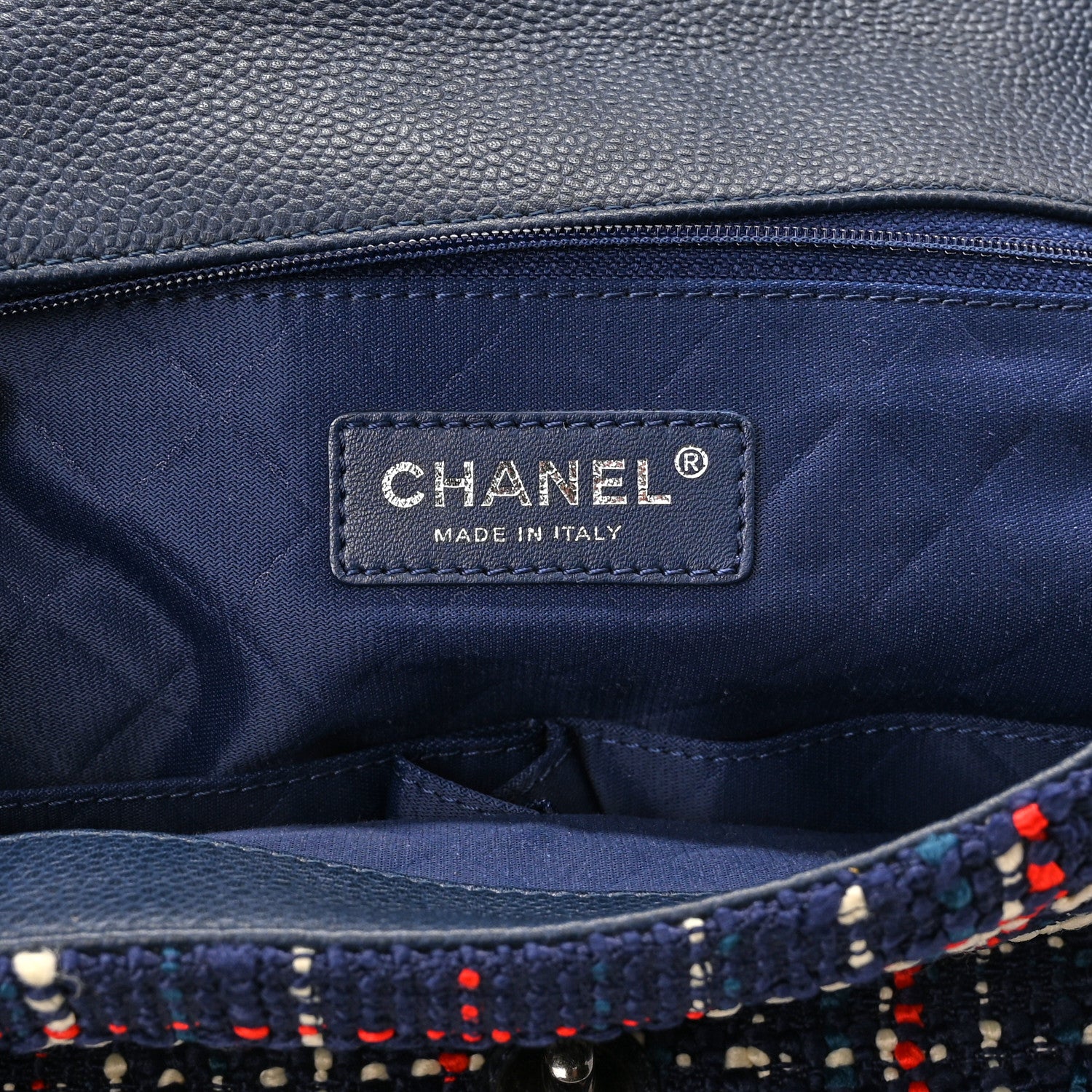 Chanel Tweed Trip Top Handle Flap Navy 5 of 10