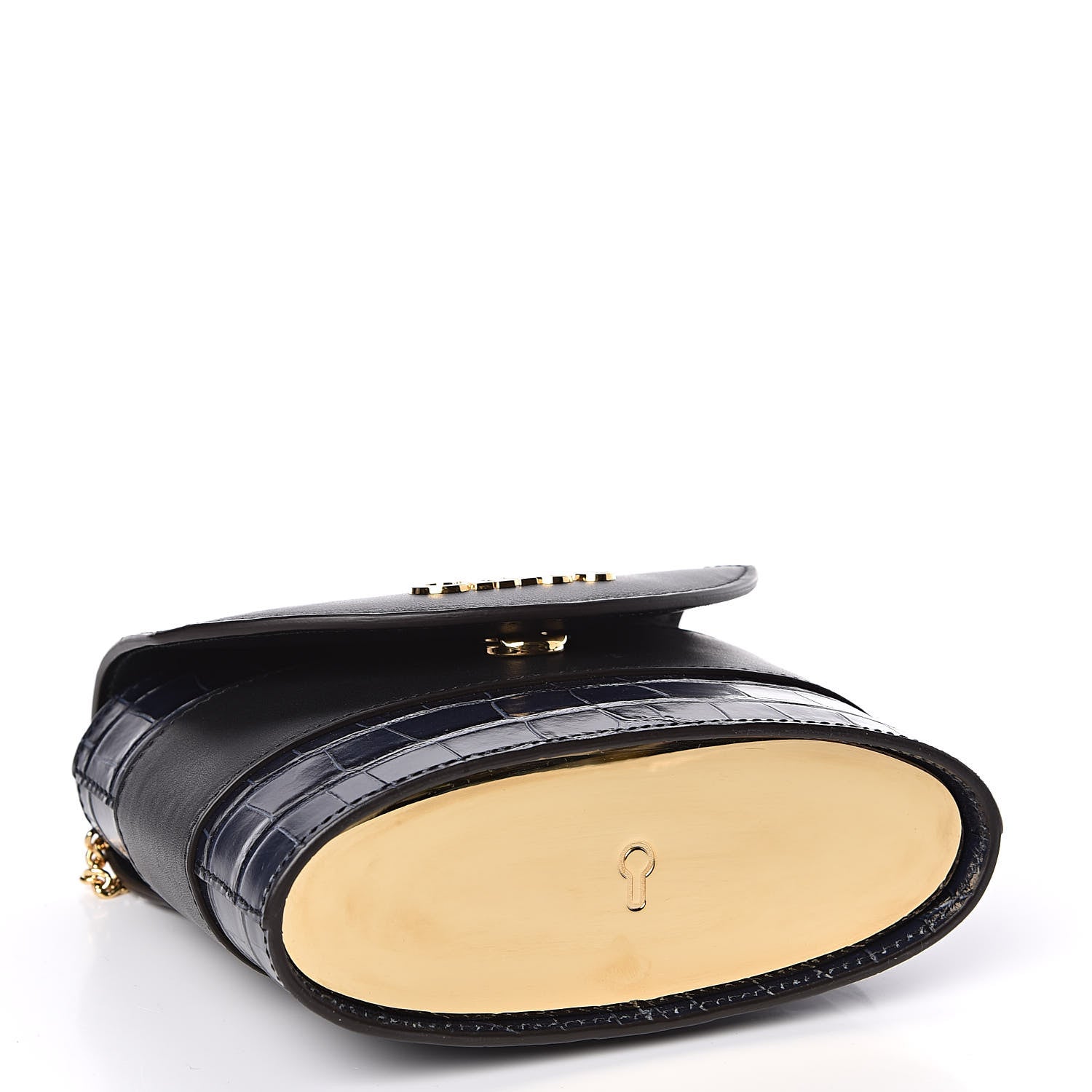 Chloe Calfskin Crocodile Embossed Small Aby Lock Full Blue 4 of 9