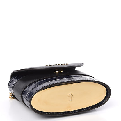 Chloe Calfskin Crocodile Embossed Small Aby Lock Full Blue 4 of 9