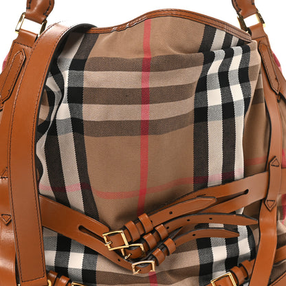 Burberry House Check Bridle Calfskin Medium Gosford Hobo Dark Tan 7 of 9