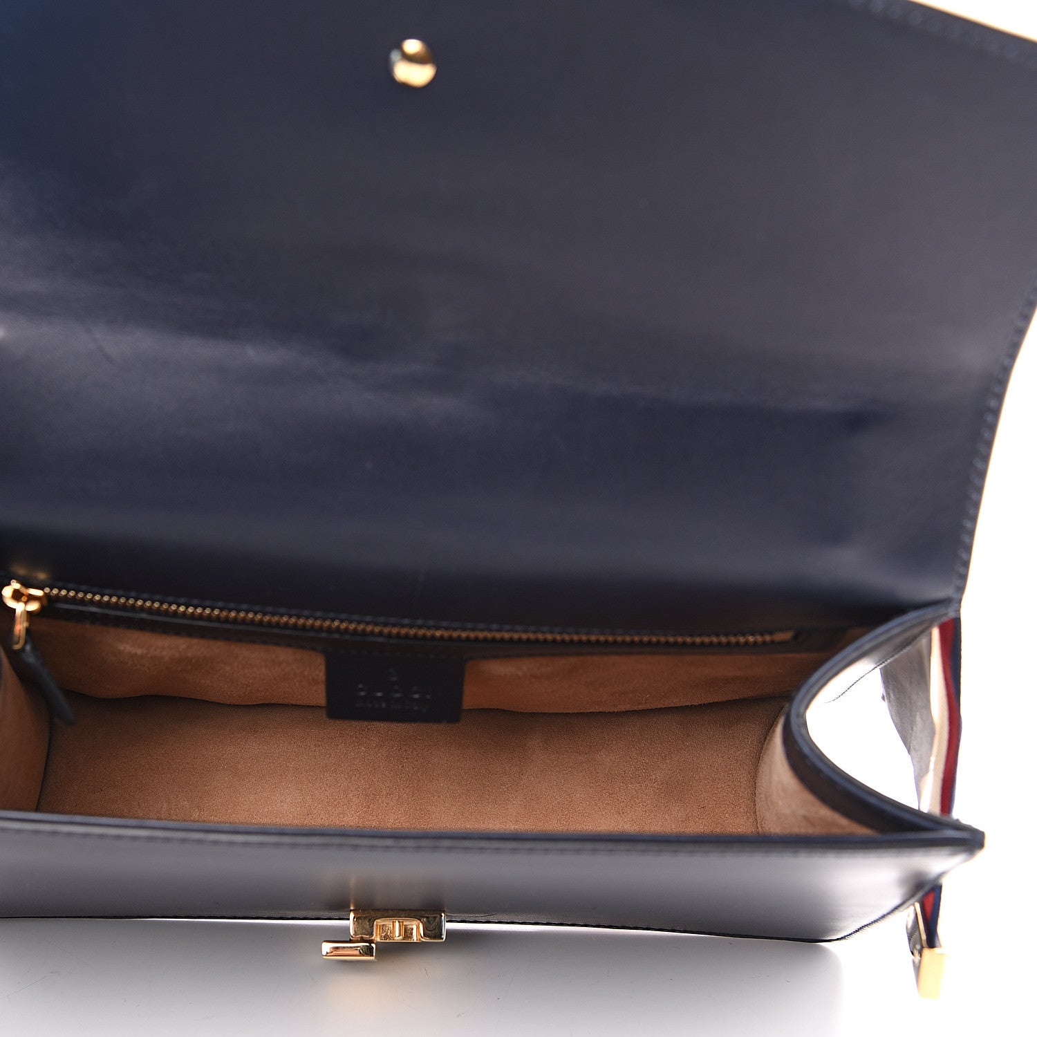 Gucci Vitello Fontanella Web Small Sylvie Shoulder Bag Blue Agata 4 of 12