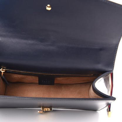 Gucci Vitello Fontanella Web Small Sylvie Shoulder Bag Blue Agata 4 of 12