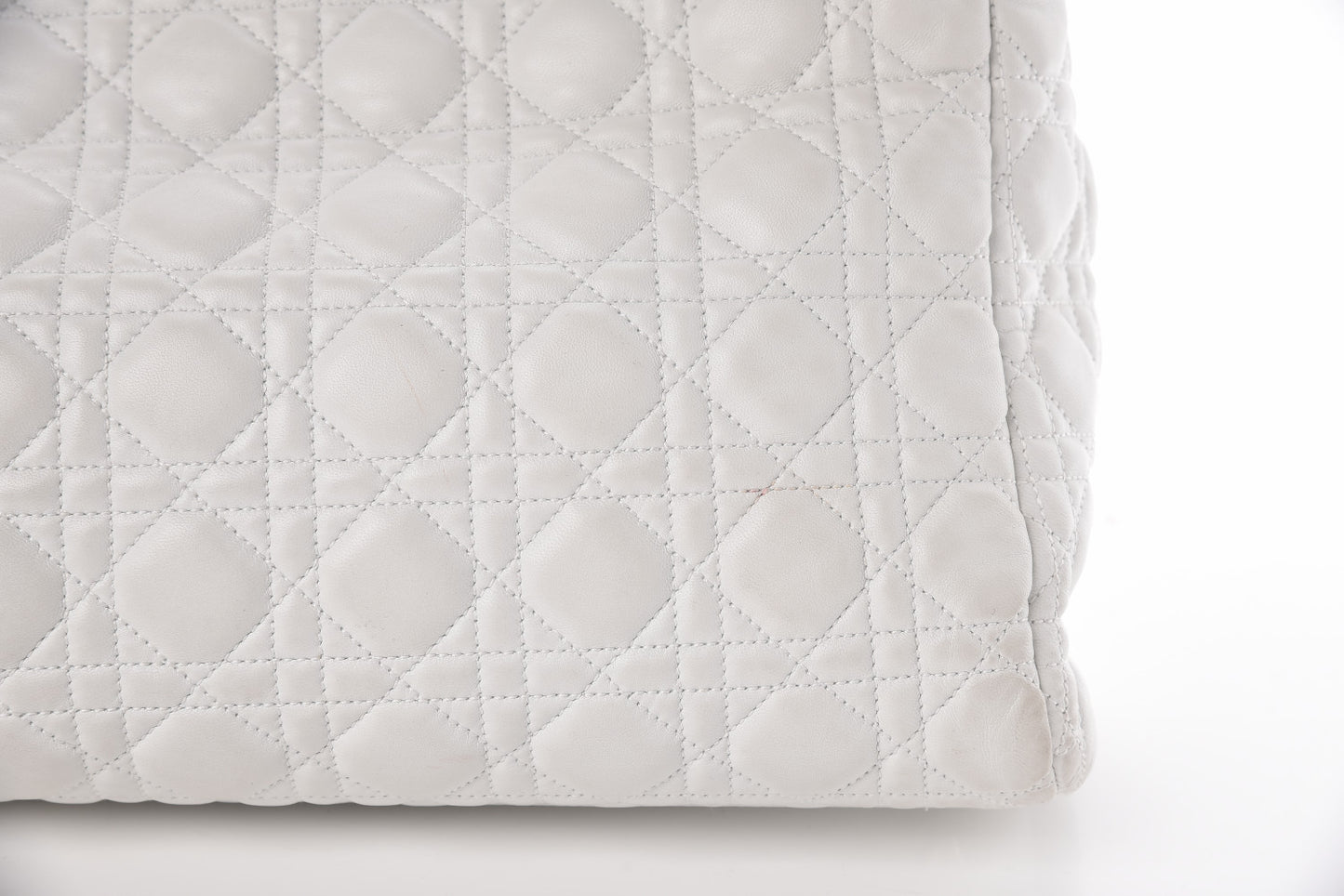 Lambskin Cannage Large Dior Soft Shopping Tote White