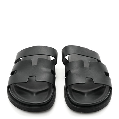 Hermes Calfskin Mens Ankara Sandals 43 Black 2 of 11