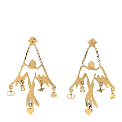 Christian Dior Metal Bird Drop Earrings Aged Gold 1 of 7
