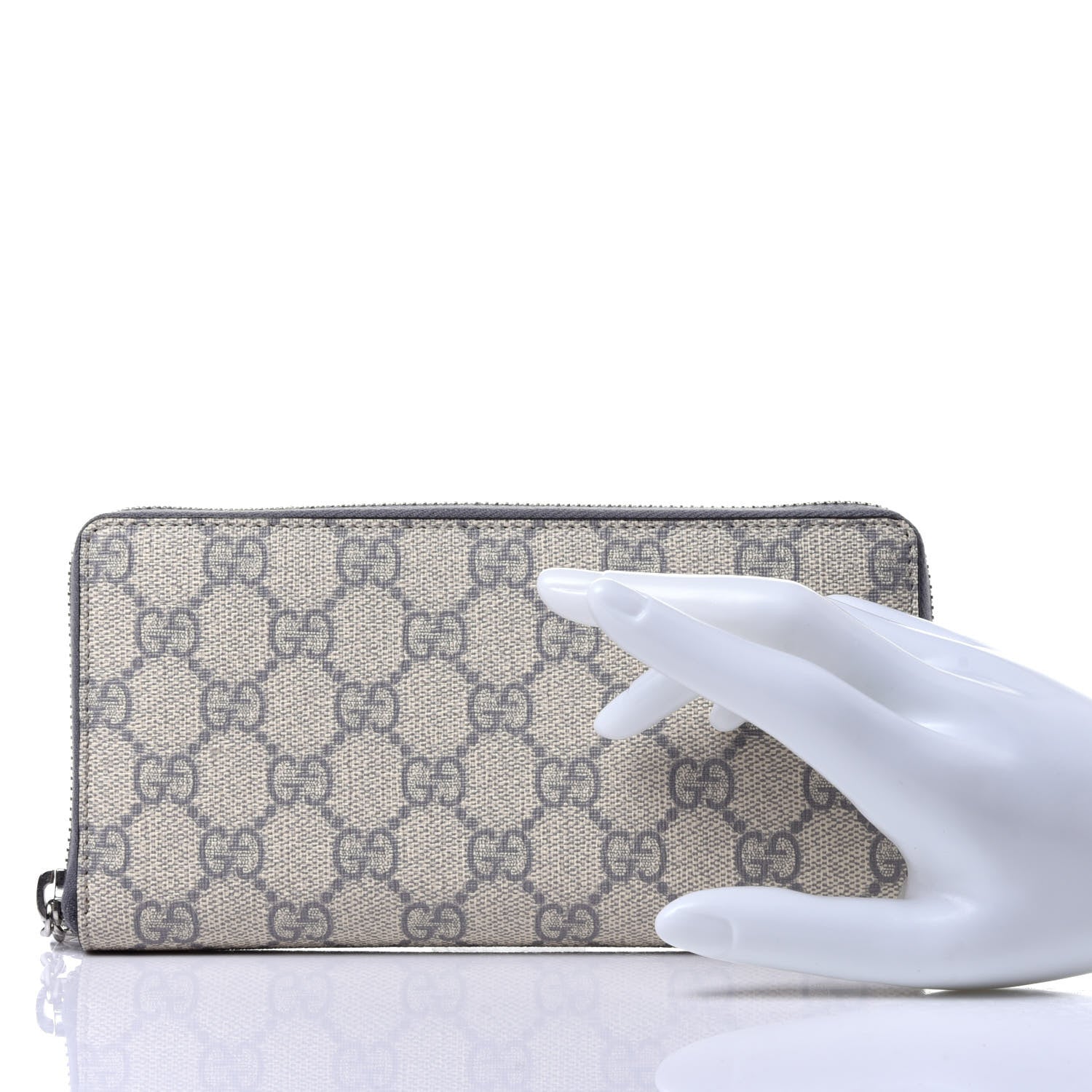 Gucci GG Supreme Monogram GG Pierce Zip Around Wallet Ecru Grigio 2 of 11