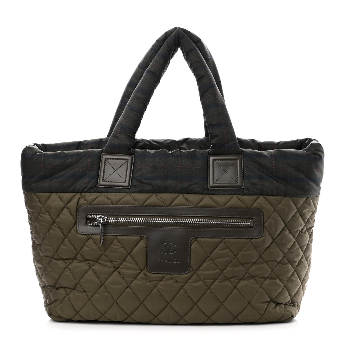 Nylon Quilted Medium Coco Cocoon Tote Khaki