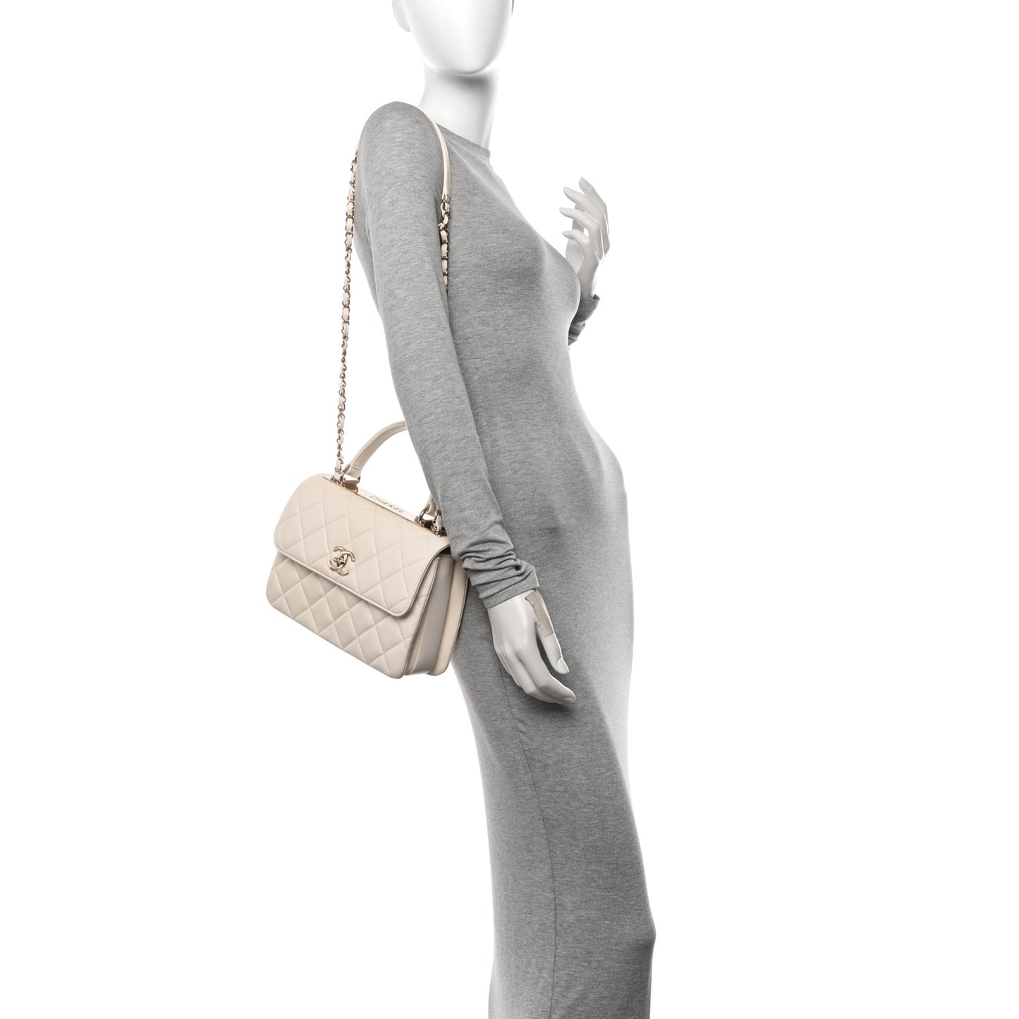 Lambskin Quilted Small Trendy CC Dual Handle Flap Bag White