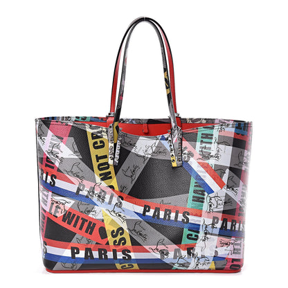 Christian Louboutin Calfskin Loubiballage Spikes East West Cabata Tote Black Multicolor 3 of 10