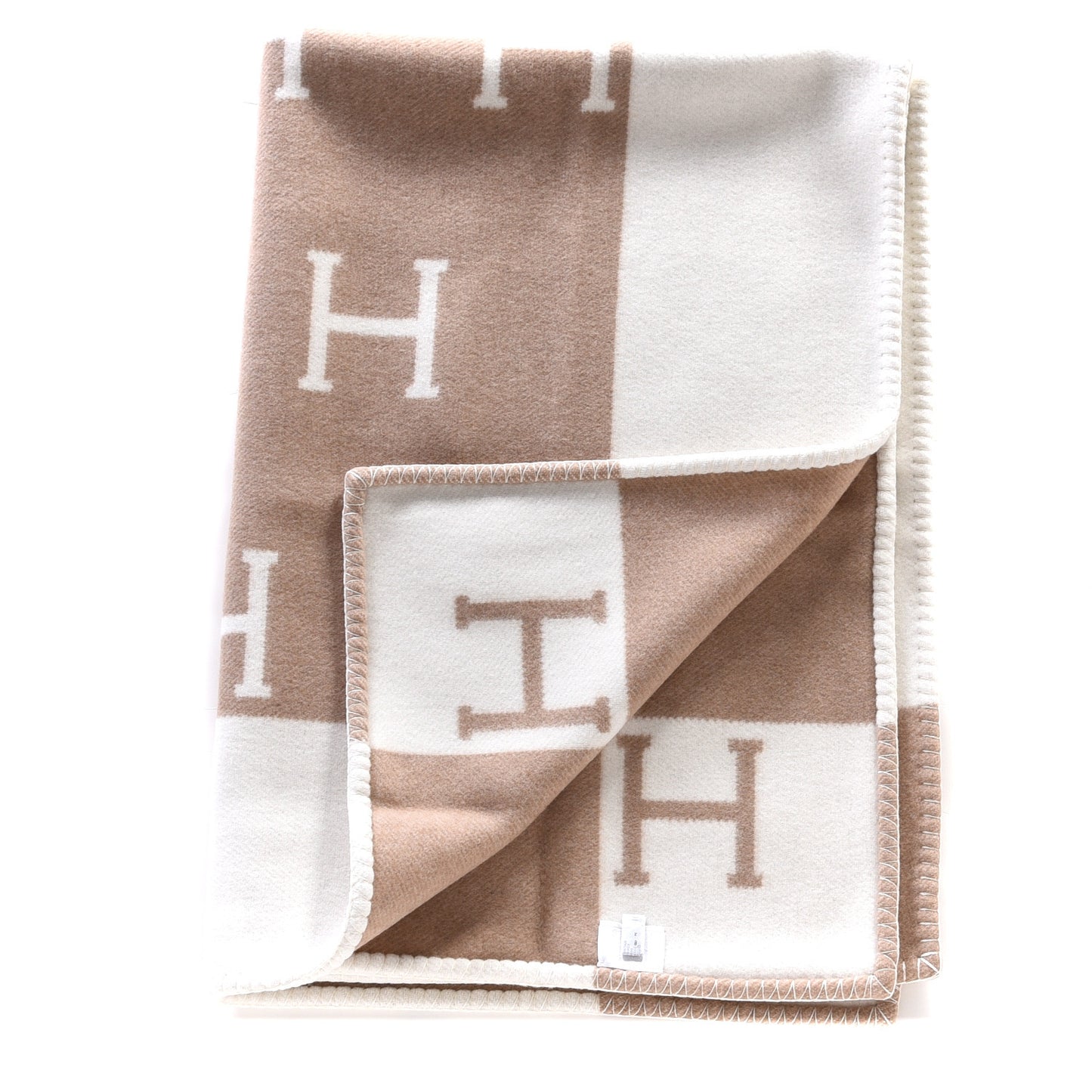 Wool Cashmere Avalon Baby Blanket Noisette Moyen White