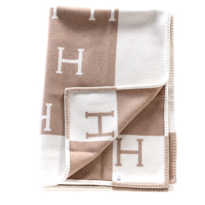 Hermes Wool Cashmere Avalon Baby Blanket Noisette Moyen White 2 of 3