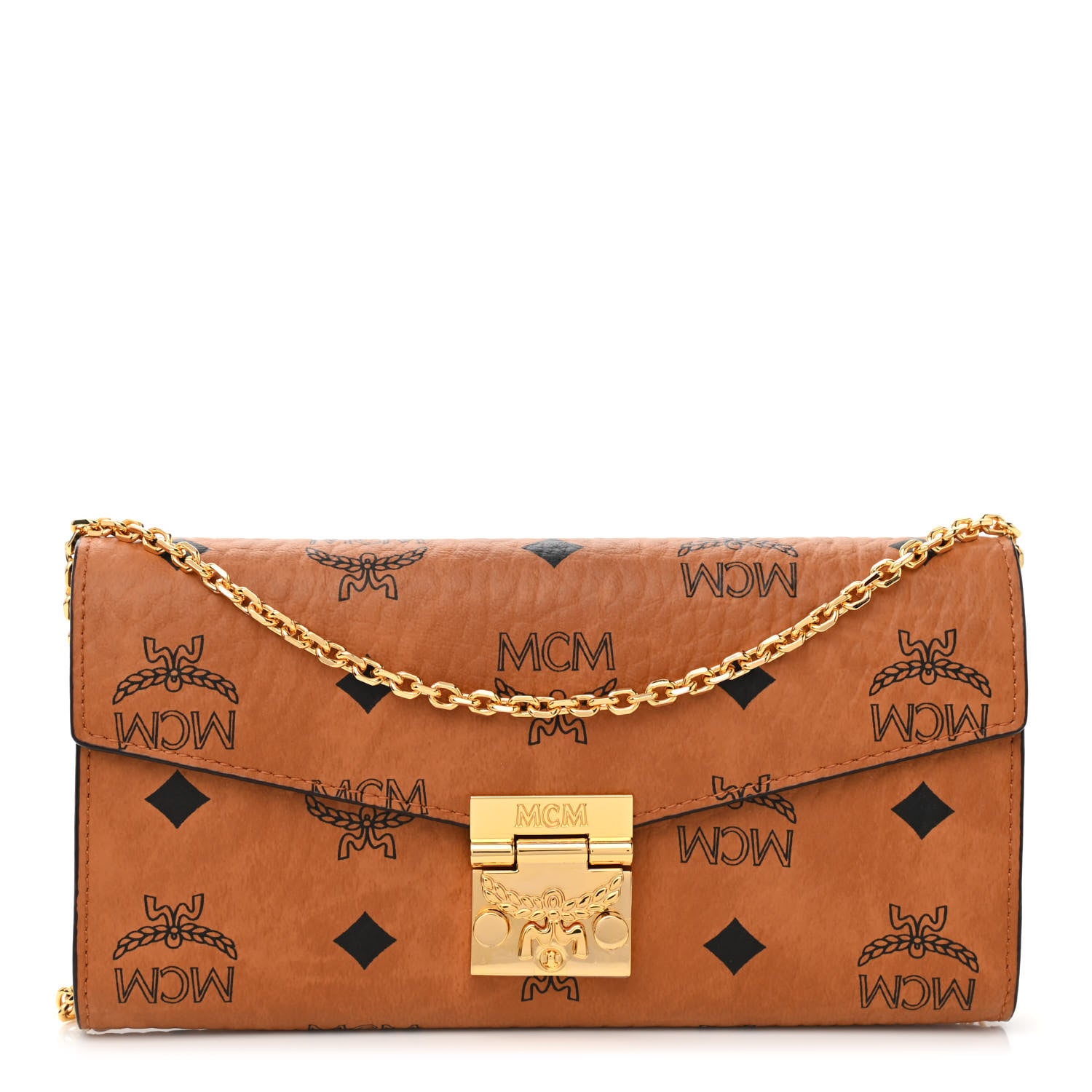 MCM Visetos Large Patricia Wallet On Chain Cognac 1 of 8